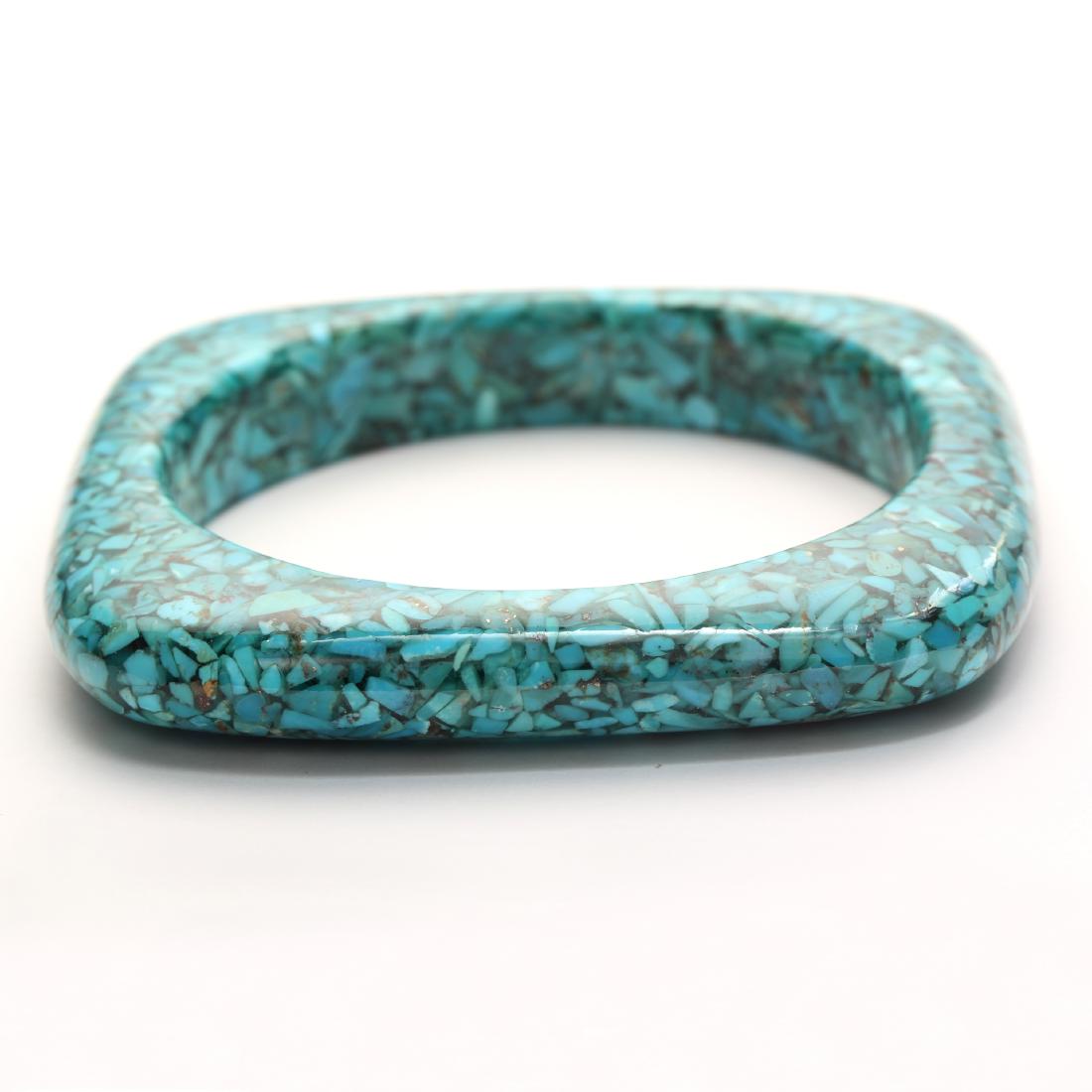 Chip Shaped Turquoise Bangle Bracelet (1 of 2)