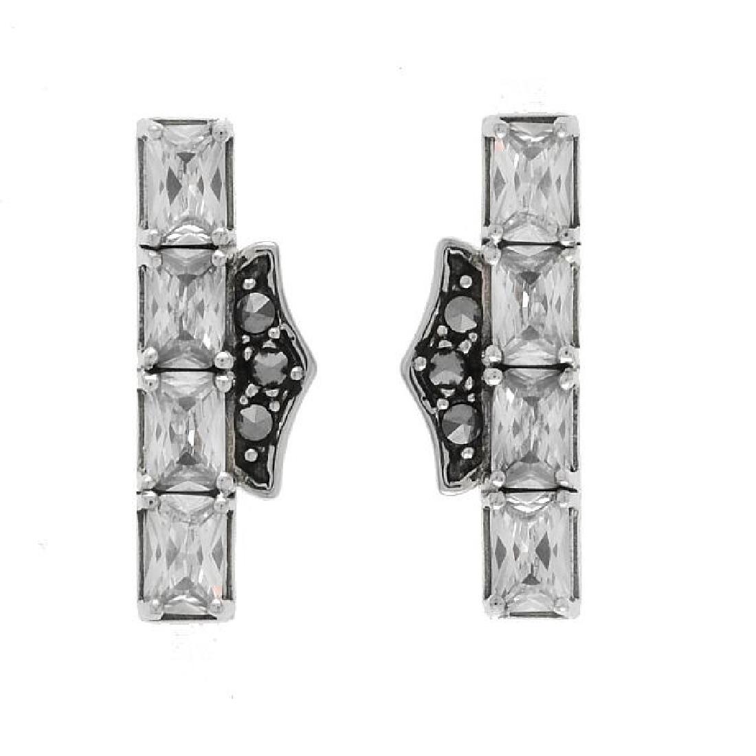 Addison Lane Cubic Zirconia and Marcasite Earrings: The Addison Lane Zenith Collection is all about contemporary styling—a sleek look with structured modern design, classic looks updated to today’s sensibility. These striking linear earring