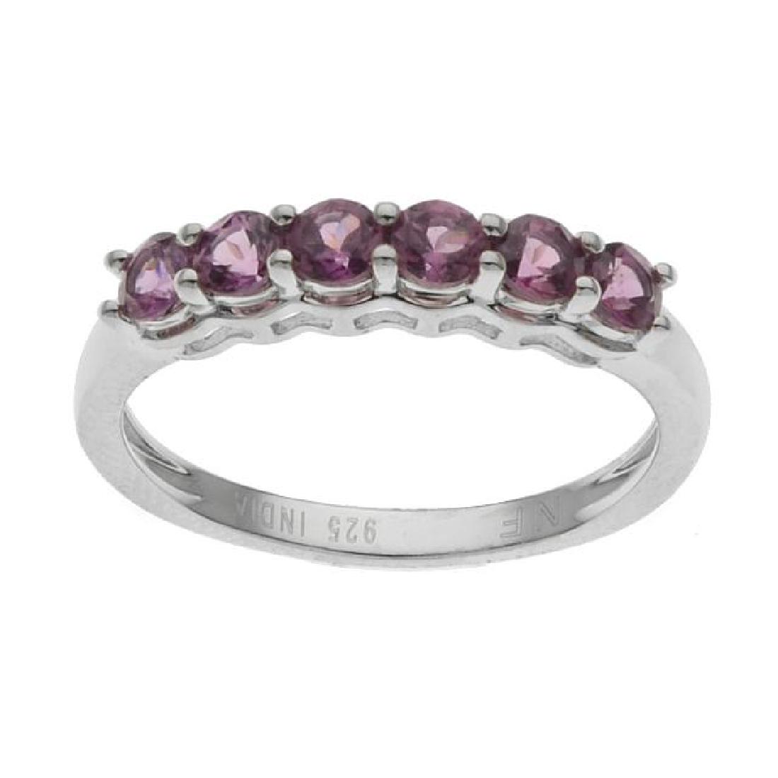 Silver Purple Garnet 6-Stone Band Ring-SZ 6: • Genuine purple garnet •0.66cwt garnet •Gorgeous six stone row garnet across the top • Gleaming rhodium over fine sterling silver