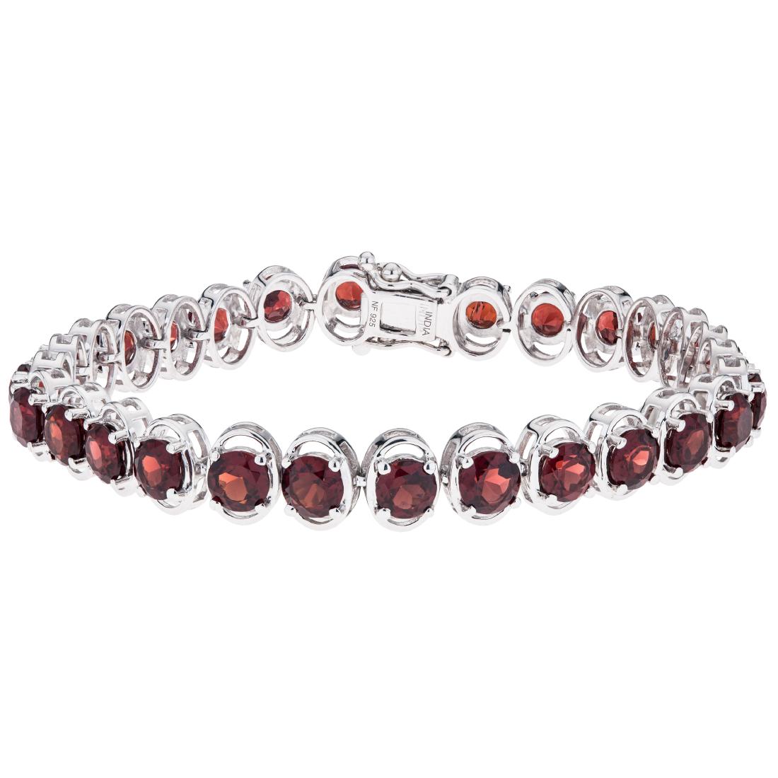 Sterling Silver Mozambique Garnet Line Bracelet (1 of 3)
