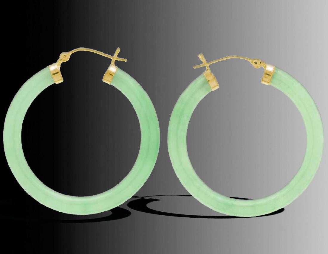 14K Green Jade Hoop Earrings (1 of 1)