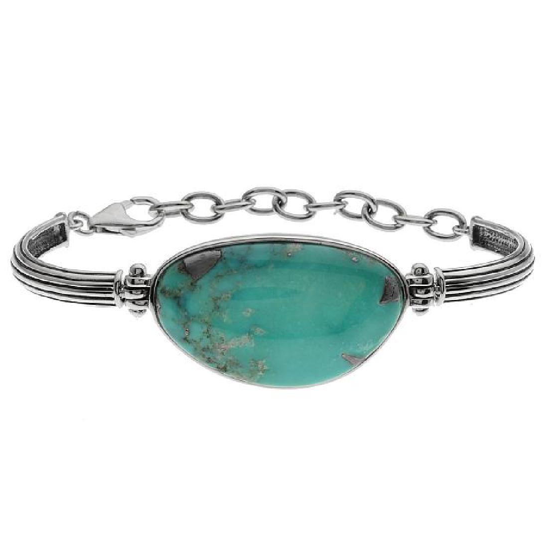 Sterling Silver Turquoise Hinged Bangle Bracelet (1 of 2)