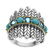 Silver Turquoise & Topaz Feather Band Ring-SZ 9