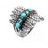 Silver Turquoise & Topaz Feather Band Ring-SZ 9 - 2