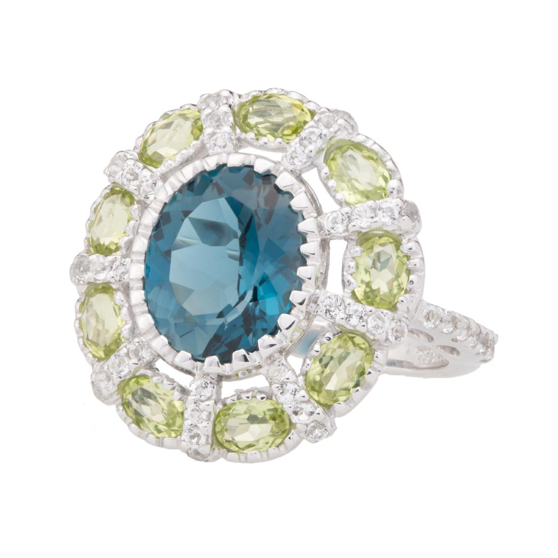 Sterling Silver 5.71ctw Peridot & Topaz Ring-SZ 8 (1 of 3)