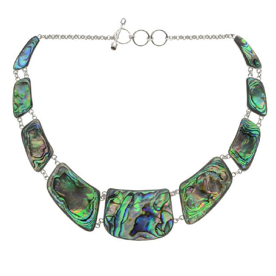Sterling Silver Freeform Abalone Toggle Necklace (1 of 1)