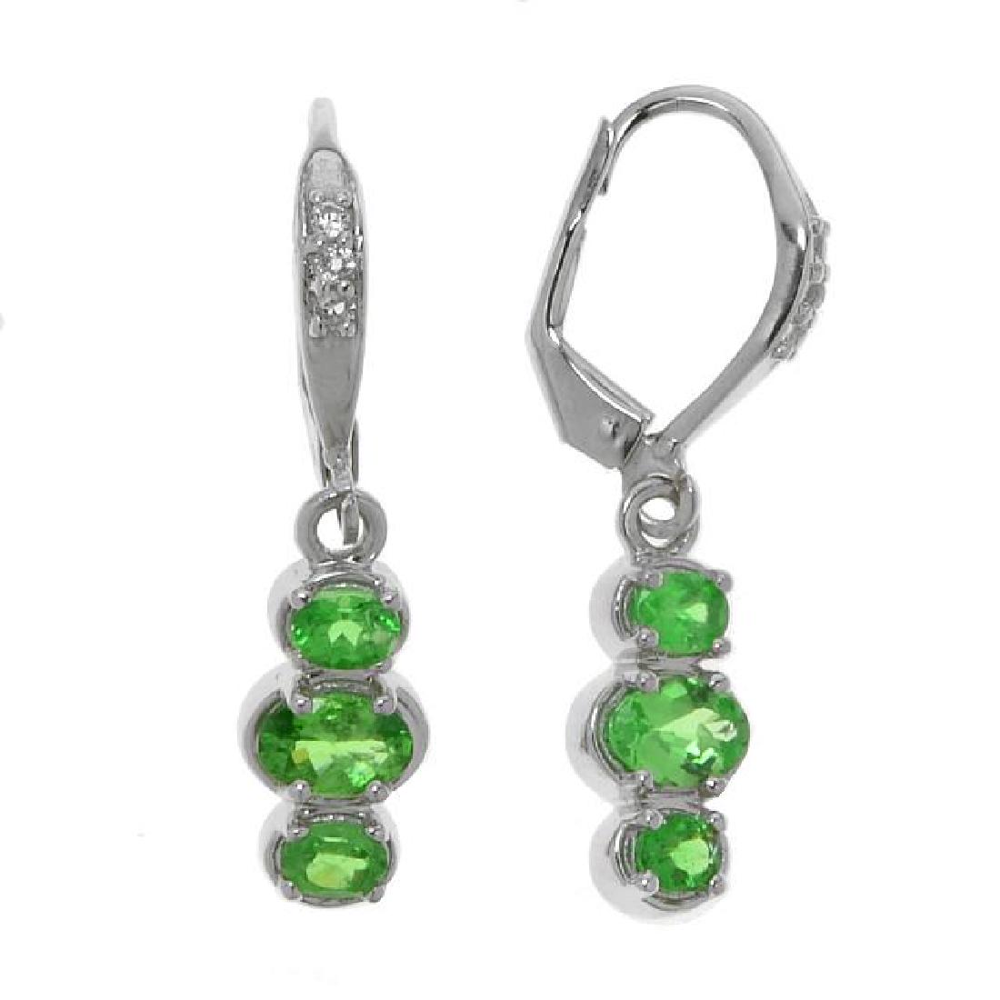 Silver 1.59ctw Green Garnet & Topaz Earrings (1 of 1)