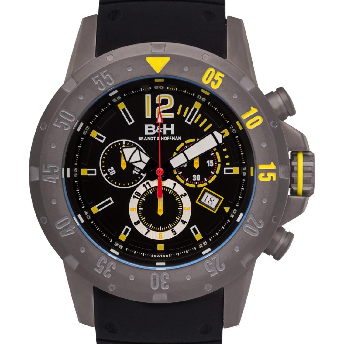 Brandt & Hoffman Swiss Forsyth Mens Watch: Movement Type:- Genuine Swiss Ronda 5030.D Movement Display Type:- Analog Water Resistant:- 10ATM Case Size:- 48mm x 59mm x 14mm Case Material:- Surgical Grade 316L IP Rose Gold Stainless Steel Dial C