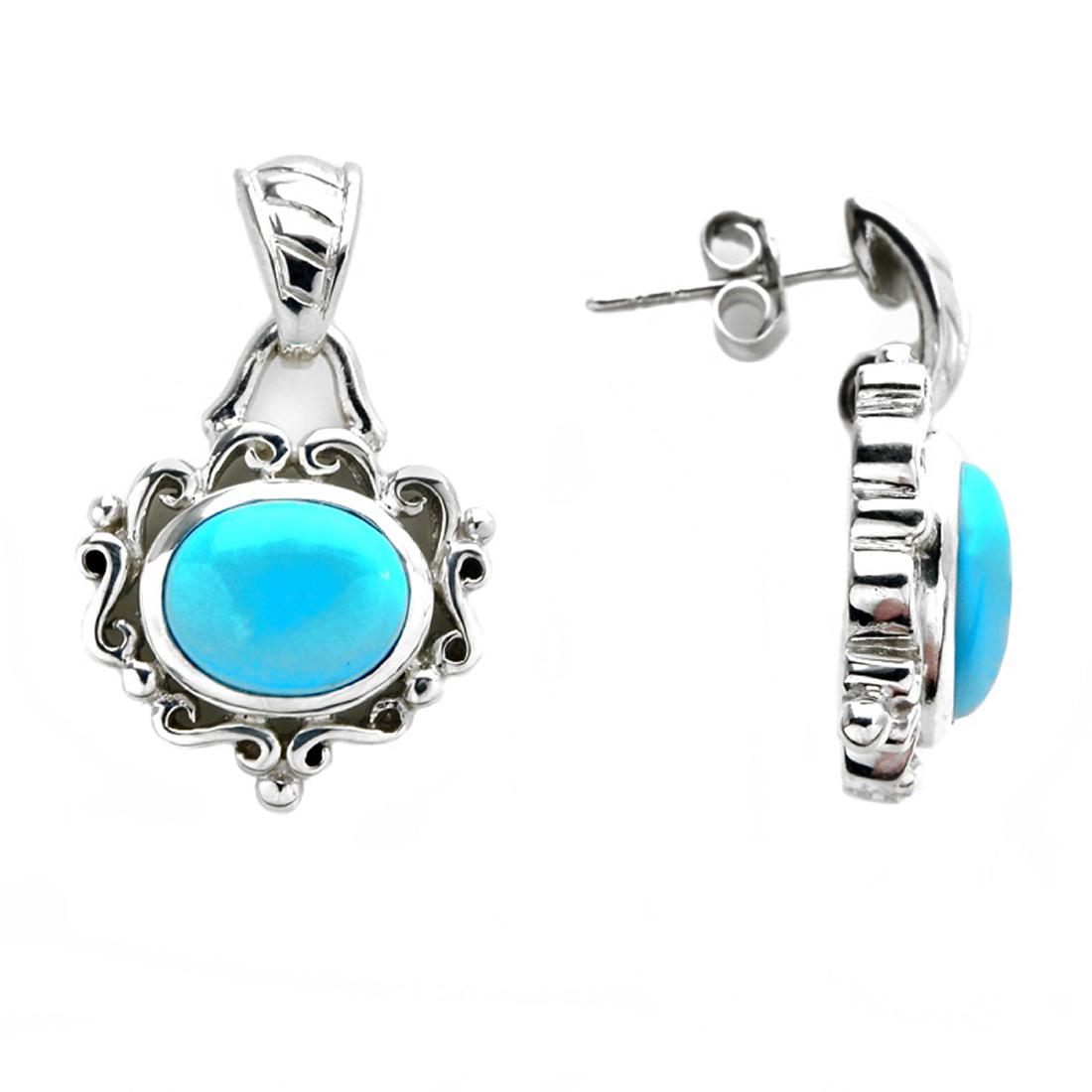 Silver Sleeping Beauty Turquoise Scroll Earrings (1 of 1)
