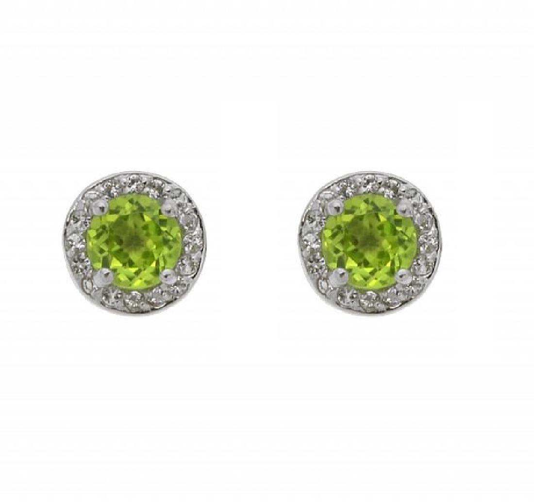 Sterling Silver Peridot & White Topaz Stud Earring (1 of 2)
