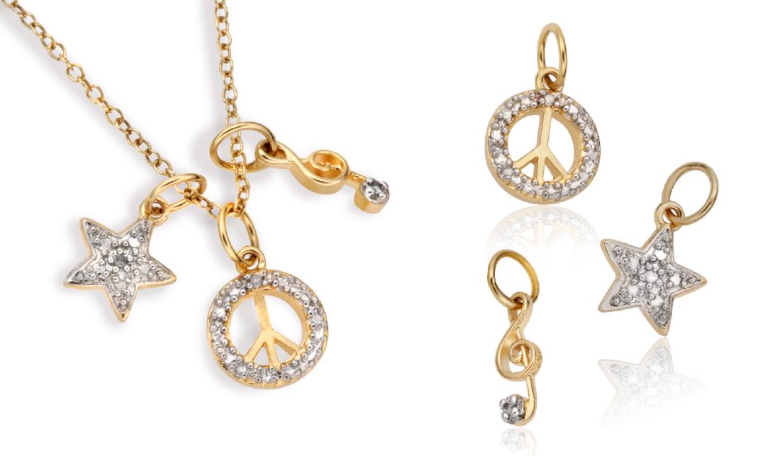 14K Gold embraced Delicate Charm Necklace (1 of 1)