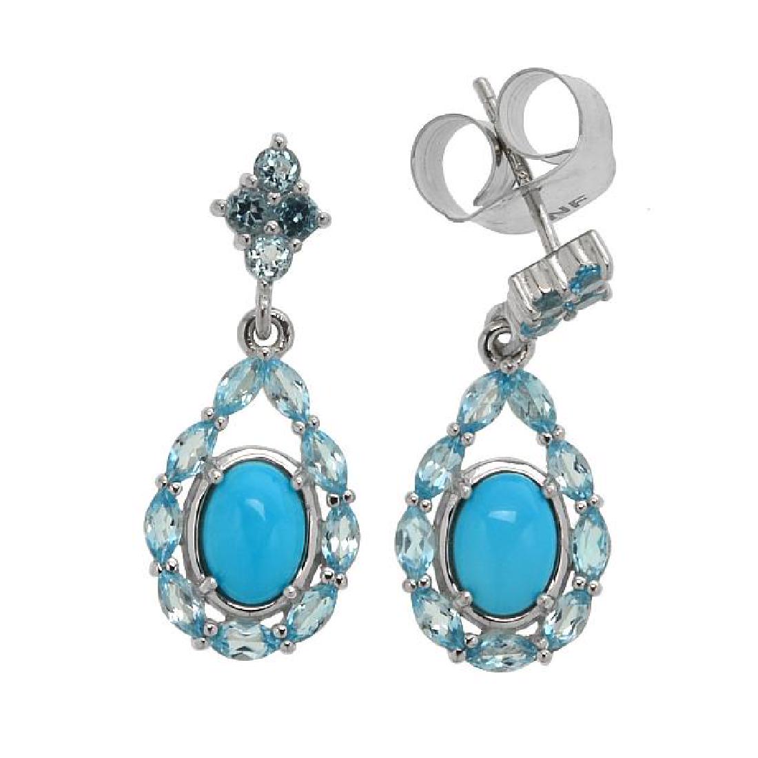 Silver Sleeping Beauty Turquoise Teardrop Earrings (1 of 1)