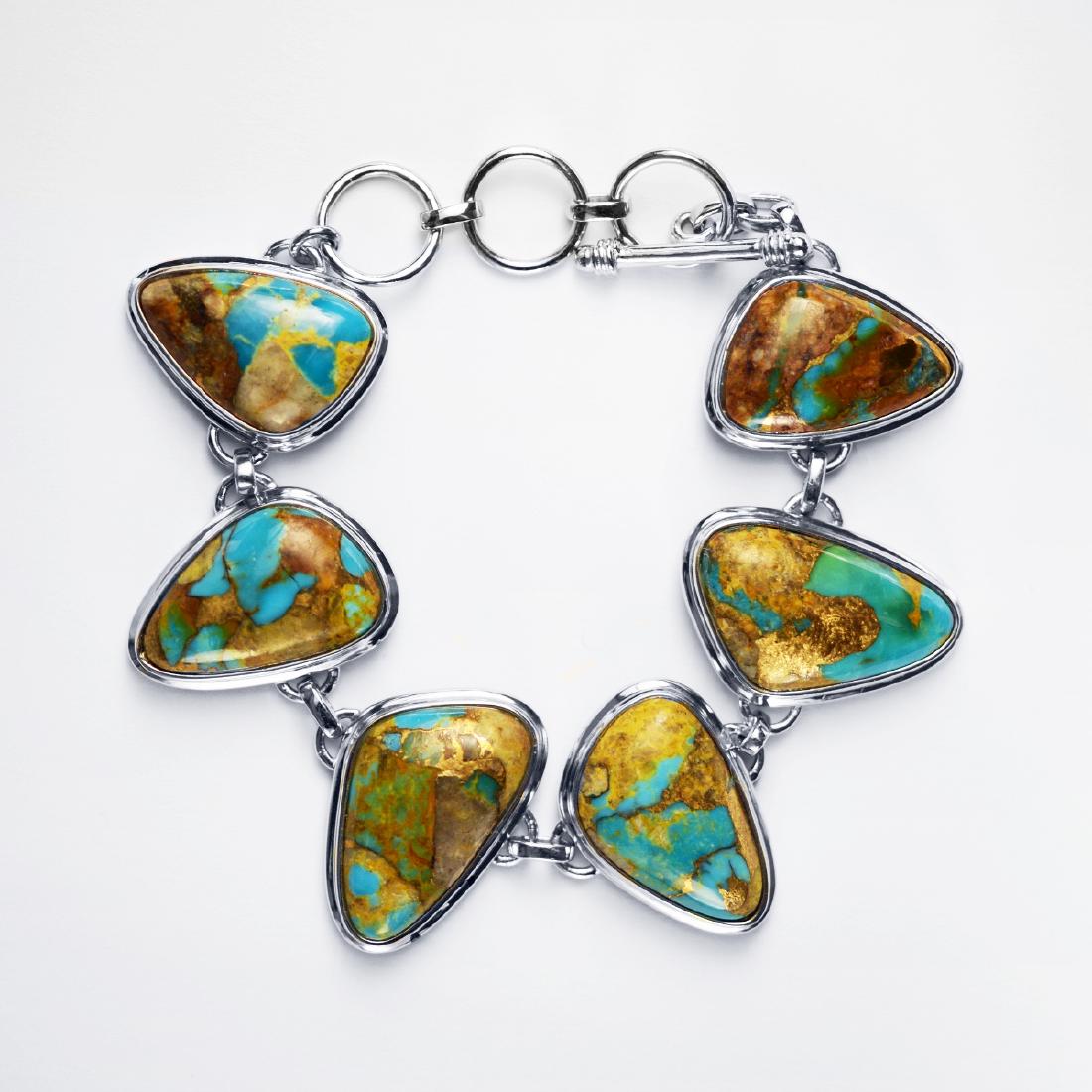 Silver 8" Blue Mohave Turquoise Toggle Bracelet (1 of 2)