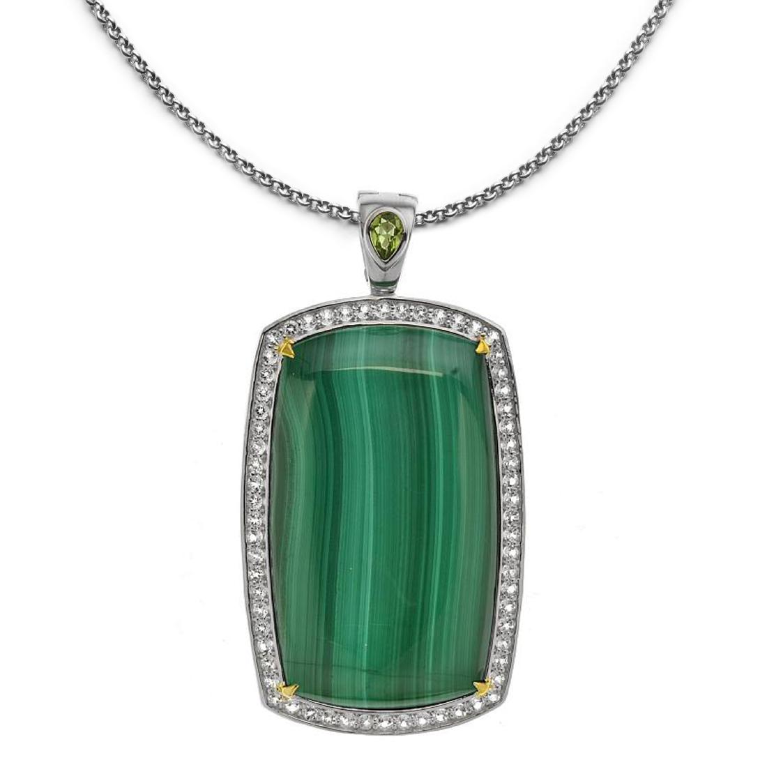 Sterling Silver Malachite & White Topaz Pendant (1 of 1)