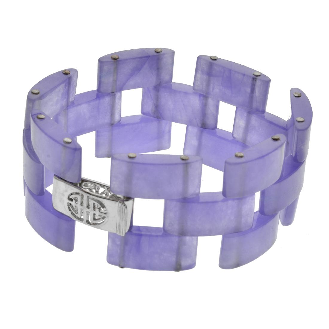 Sterling Silver 7.5" Lavender Jade Link Bracelet (1 of 1)
