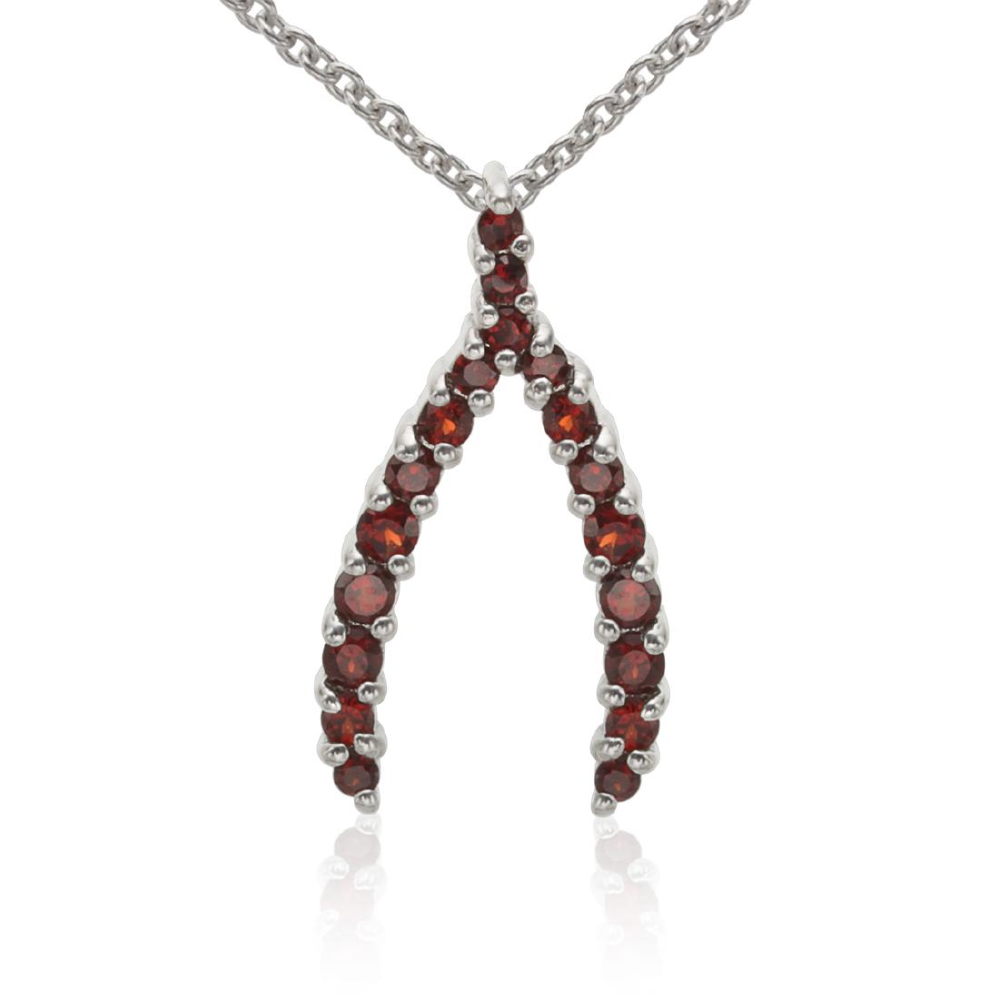 Sterling Silver Round Garnet Wishbone Pendant (1 of 3)