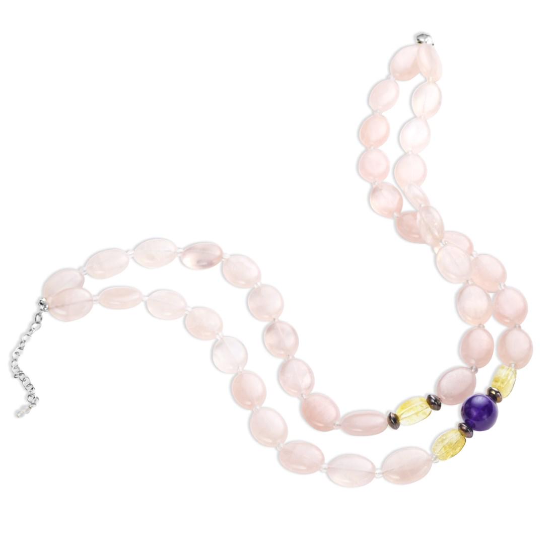Silver 18" Rose Quartz Double Strand Necklace (1 of 3)