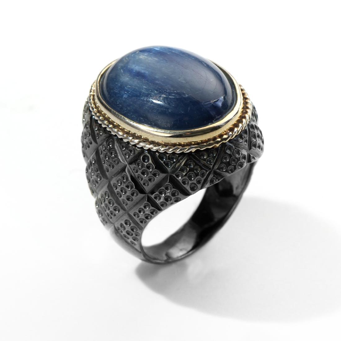 Sterling Silver Oval Kyanite Textured Ring-SZ 10 (1 of 1)