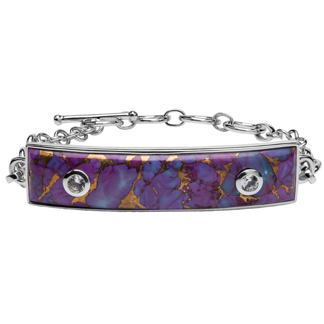 Silver Purple Mohave Turquoise Bar Toggle Bracelet (1 of 3)