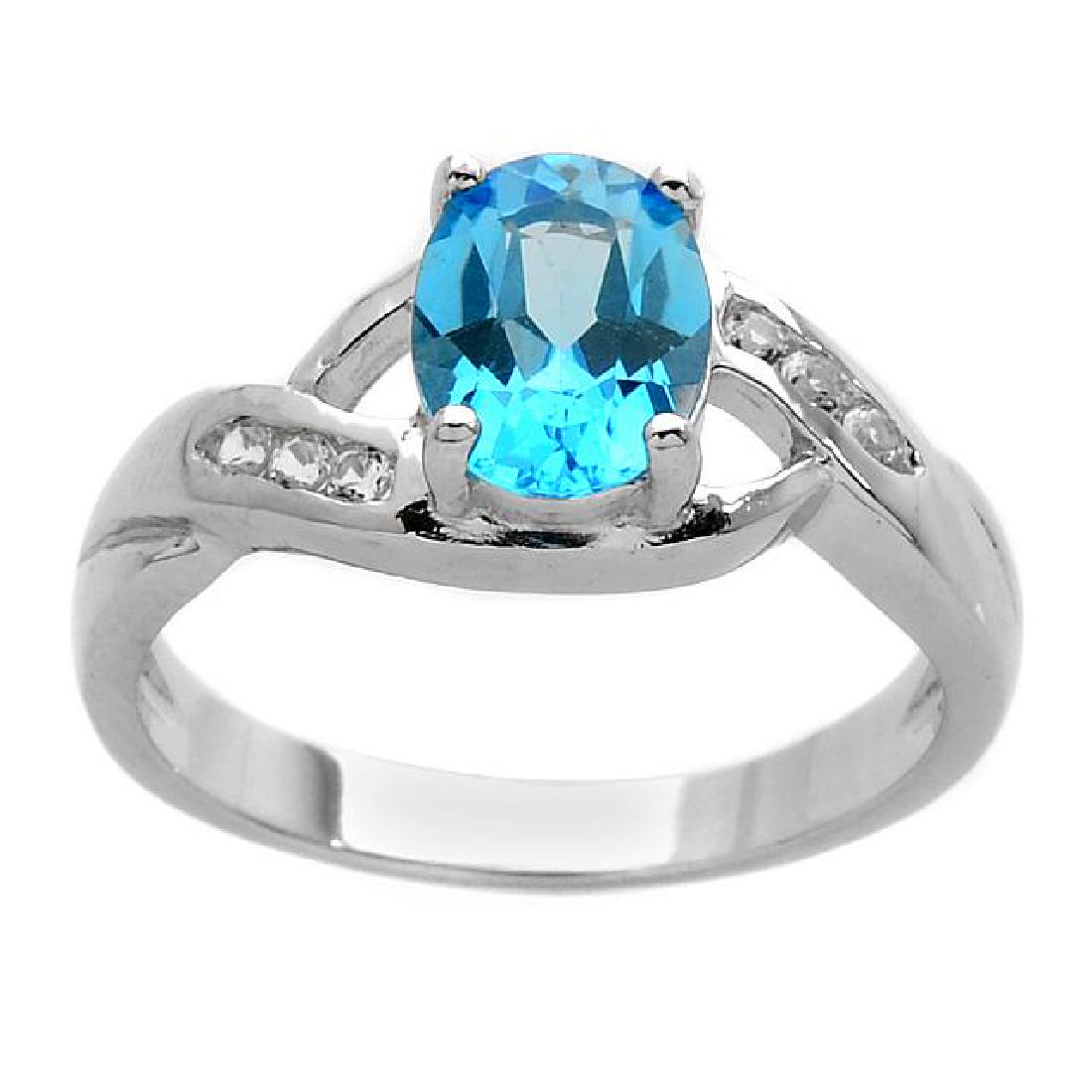 Sterling Silver Oval Swiss Blue Topaz Ring-SZ 8 (1 of 1)