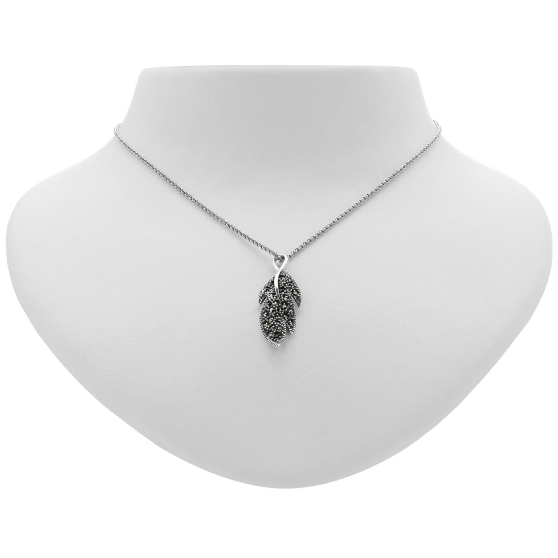 Sterling Silver Marcasite Dimensional Leaf Pendant: Thereâ€™s no better designer than Mother Natureâ€”thatâ€™s where Addison Laneâ€™s Weekend Collection has turned for inspiration for this lovely pendant necklace. Beautifully crafte