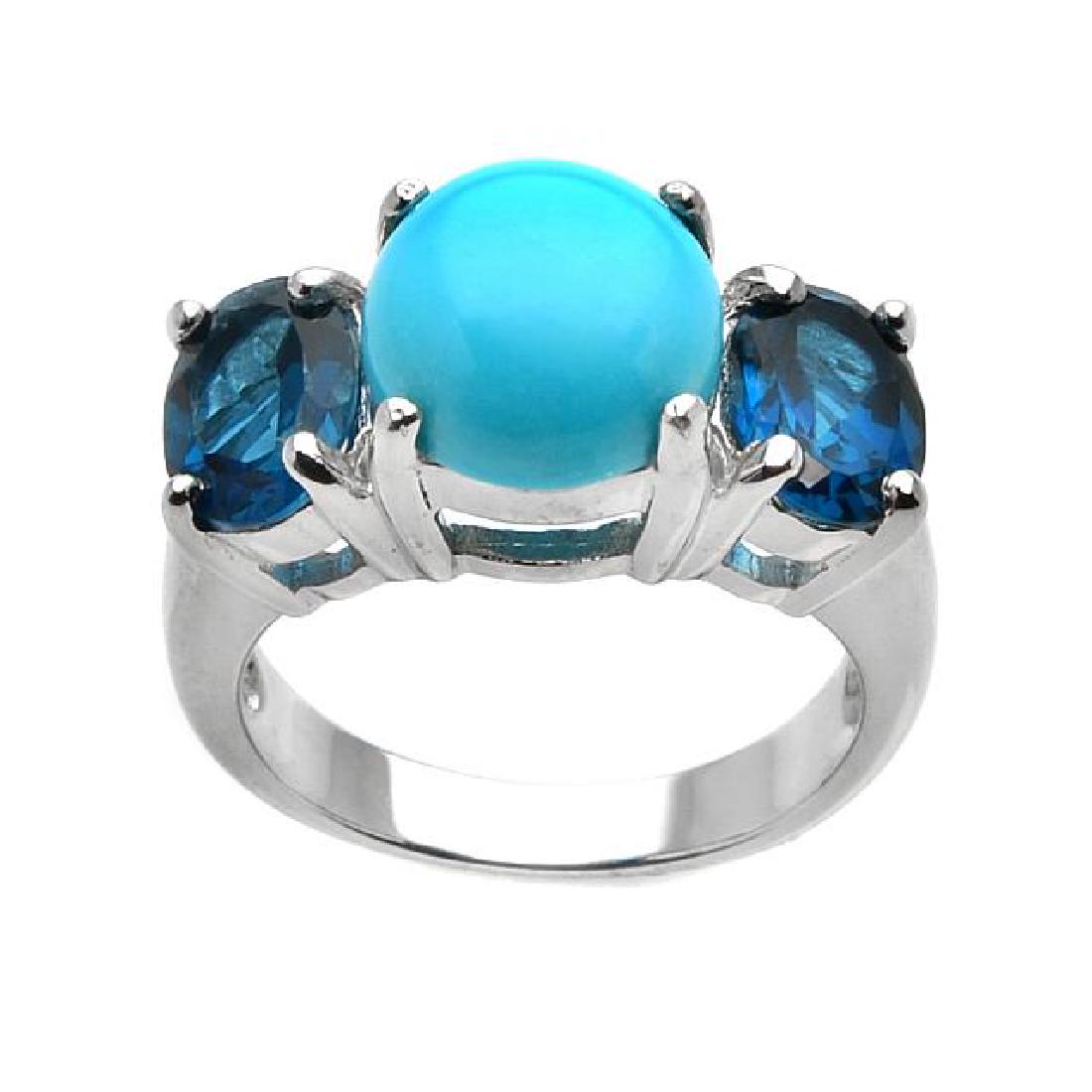 Silver Sleeping Beauty Turquoise & Topaz Ring-SZ 7 (1 of 1)
