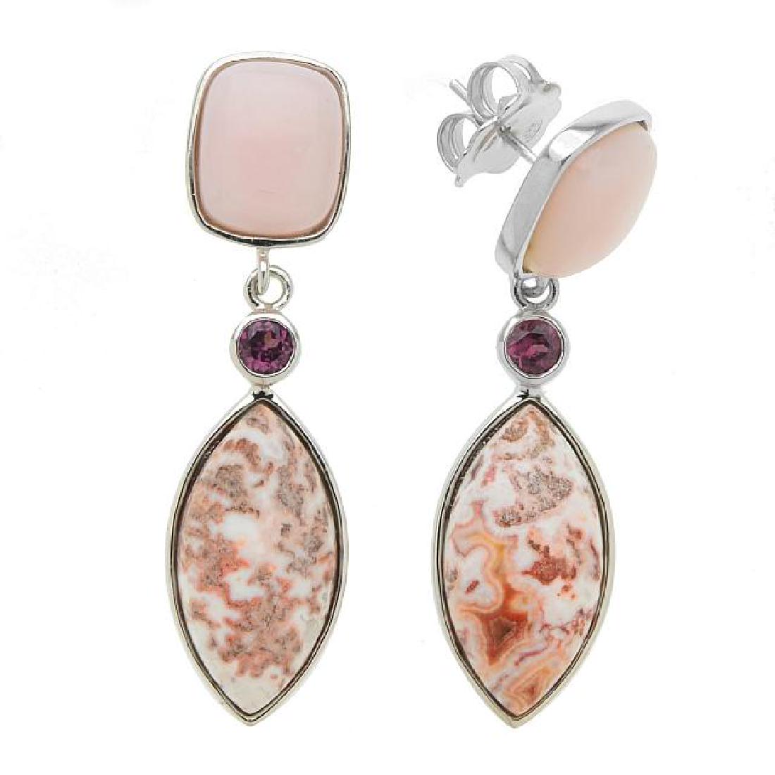 Silver Rosetta Jasper & Multi Gemstone Earrings (1 of 1)