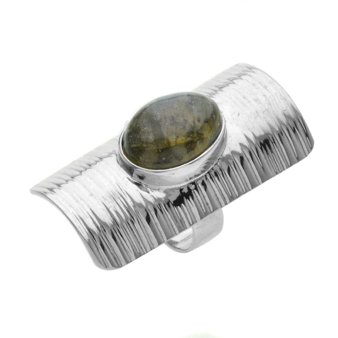 Sterling Silver Labradorite Shield Ring-SZ 6: Genuine Labradorite, Unique Curved shield Design, Sterling Silver, brushed texture