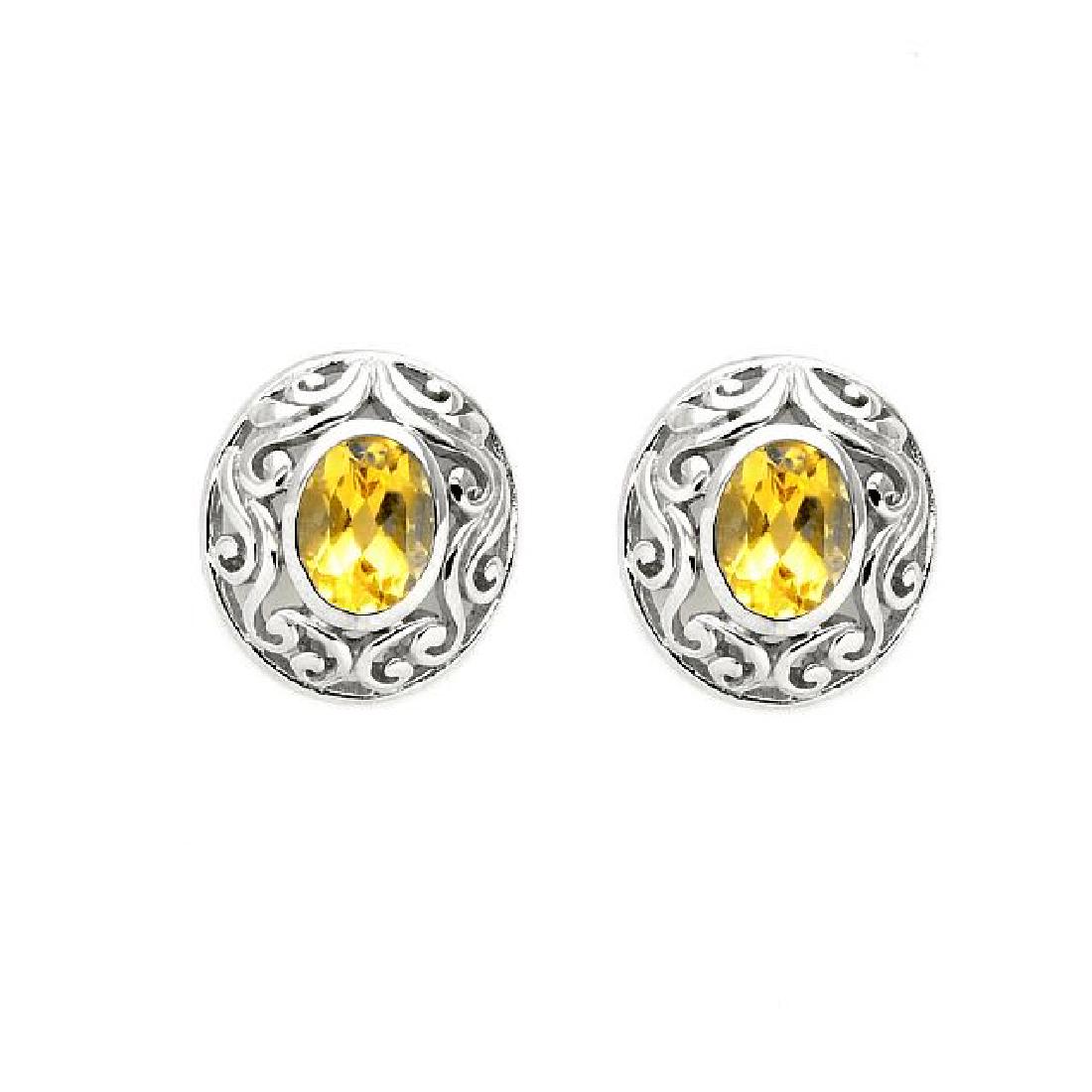 Sterling Silver Citrine Scrollwork Stud Earrings (1 of 2)