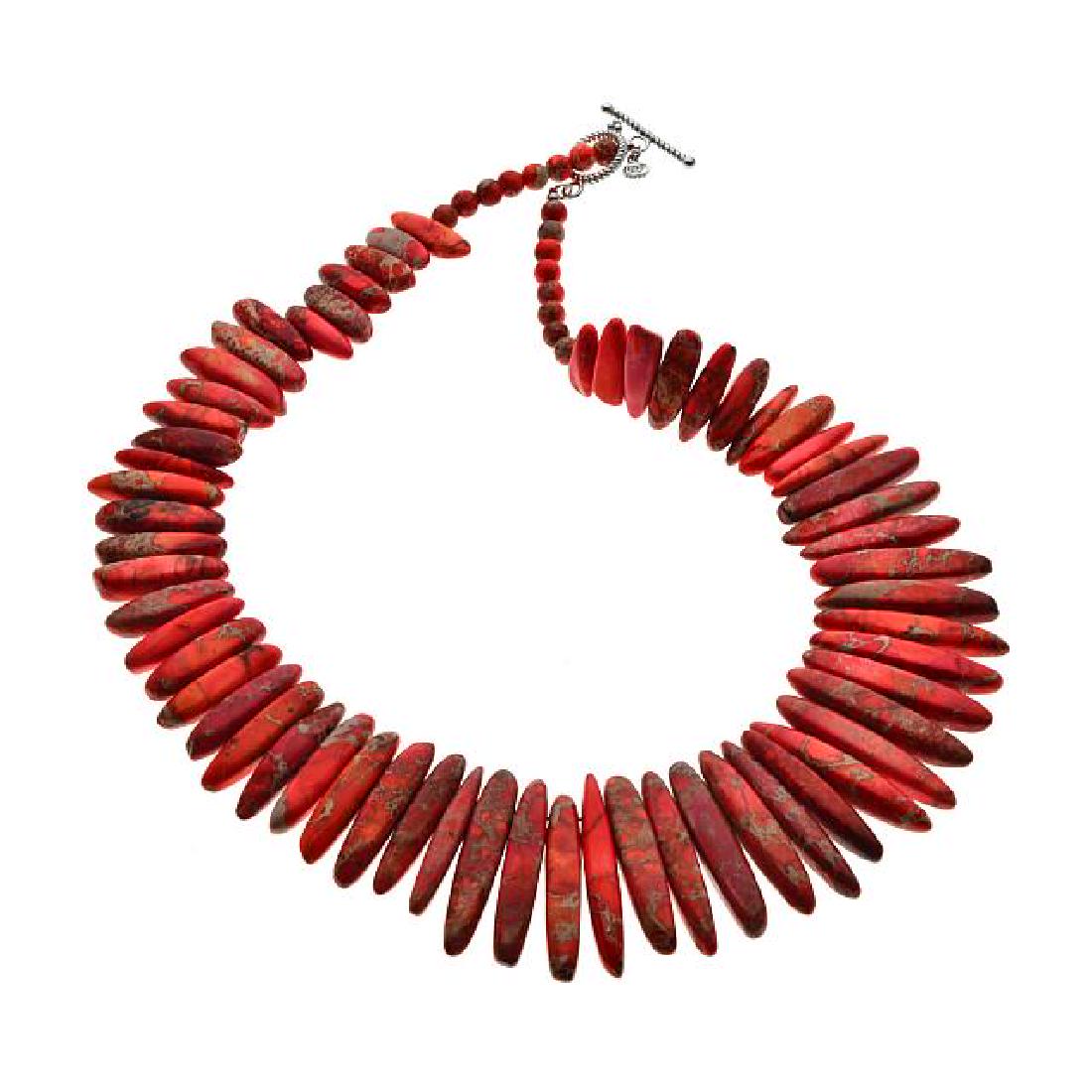 Sterling Silver 20" Red Jasper Graduated Necklace (1 of 1)