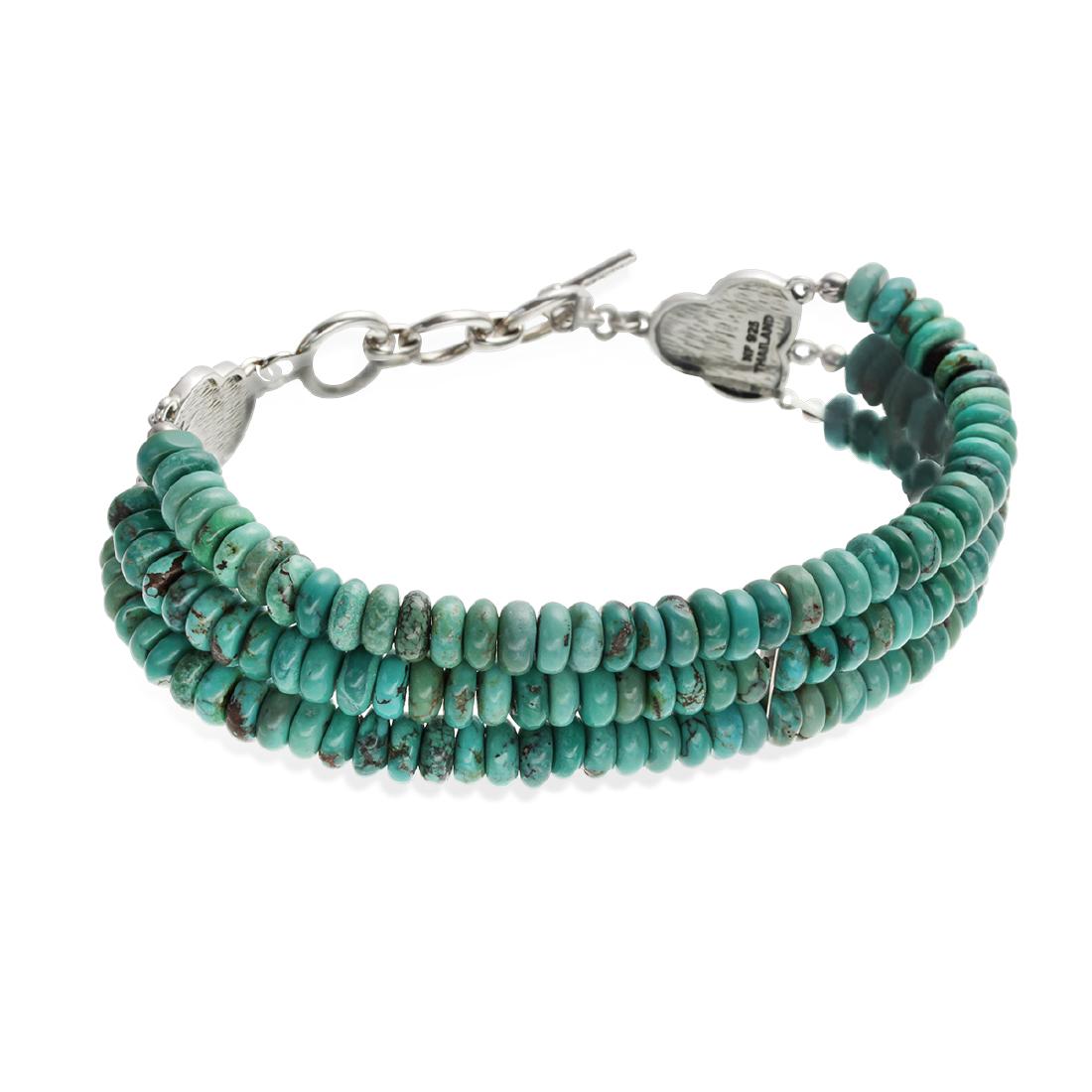 Silver 8" Turquoise Three-Strand Toggle Bracelet (1 of 2)