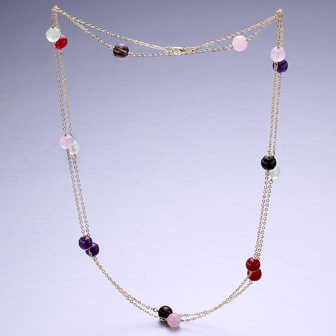 Sterling Silver 42" Multi Gemstones Bead Necklace (1 of 3)