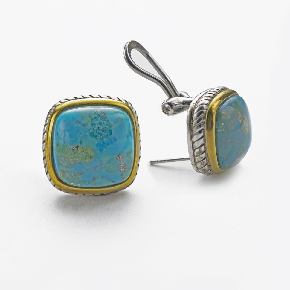 Sterling Silver Turquoise Omega Back Stud Earrings (1 of 1)
