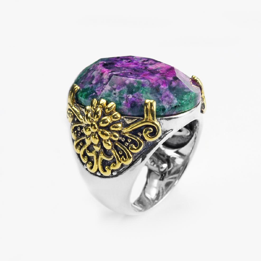 Silver Ruby in Zoisite Flower Shank Ring-SZ 7 (1 of 1)