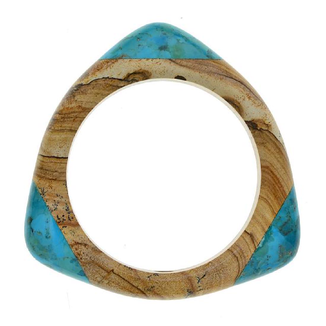 Picture Jasper & Turquoise Triangular Bangle (1 of 2)