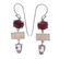 Ruby Corundum, Rose Quartz & Amethyst Drop Earring
