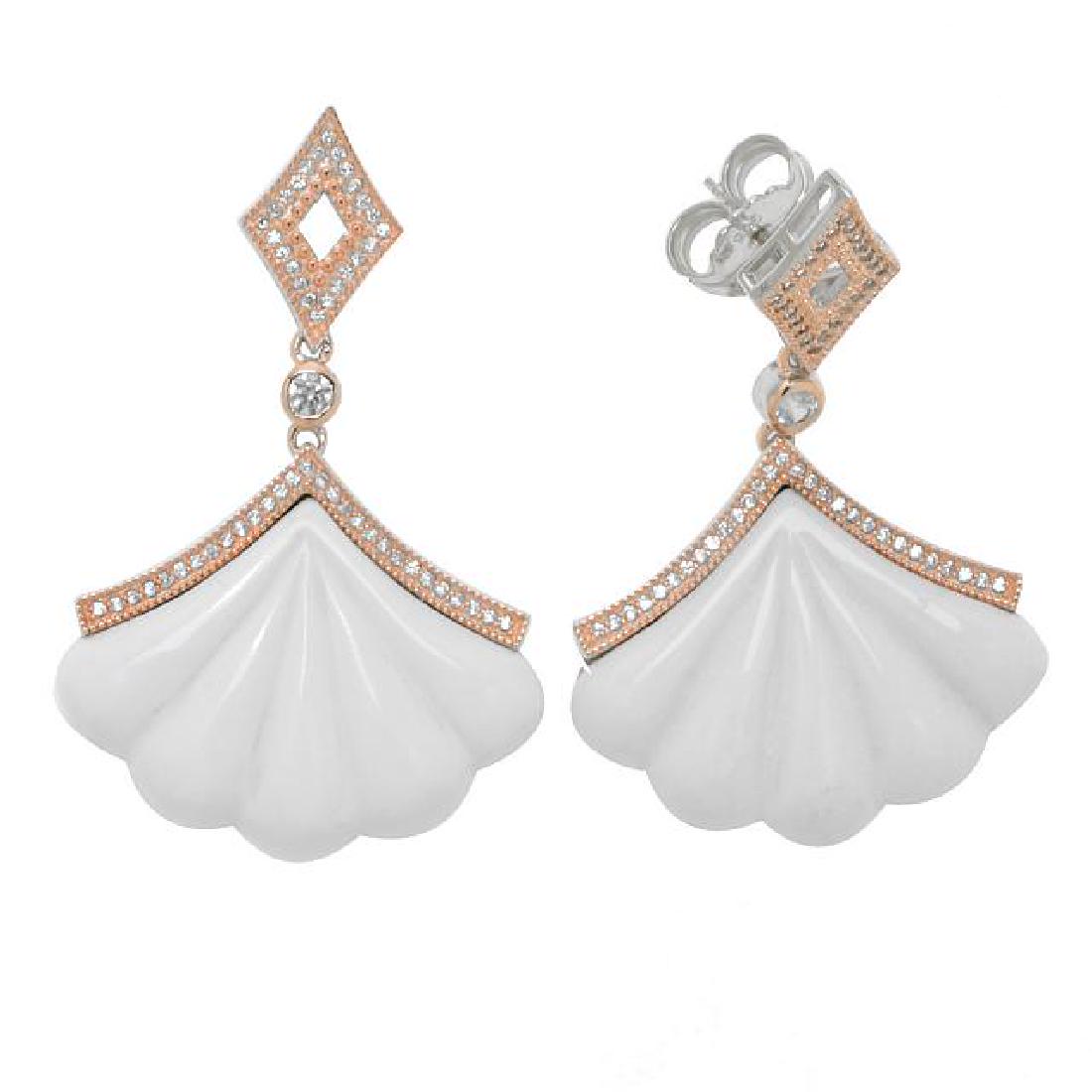 14K Rose Gold Vermeil Carved Agate Fan Earrings (1 of 1)