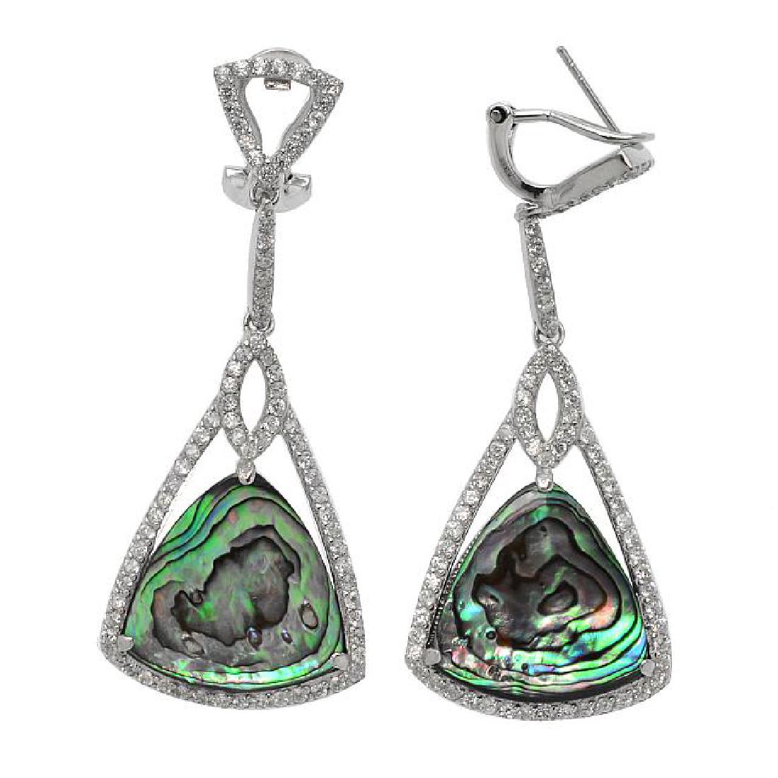 Sterling Silver Abalone & Zircon Doublet Earrings (1 of 1)
