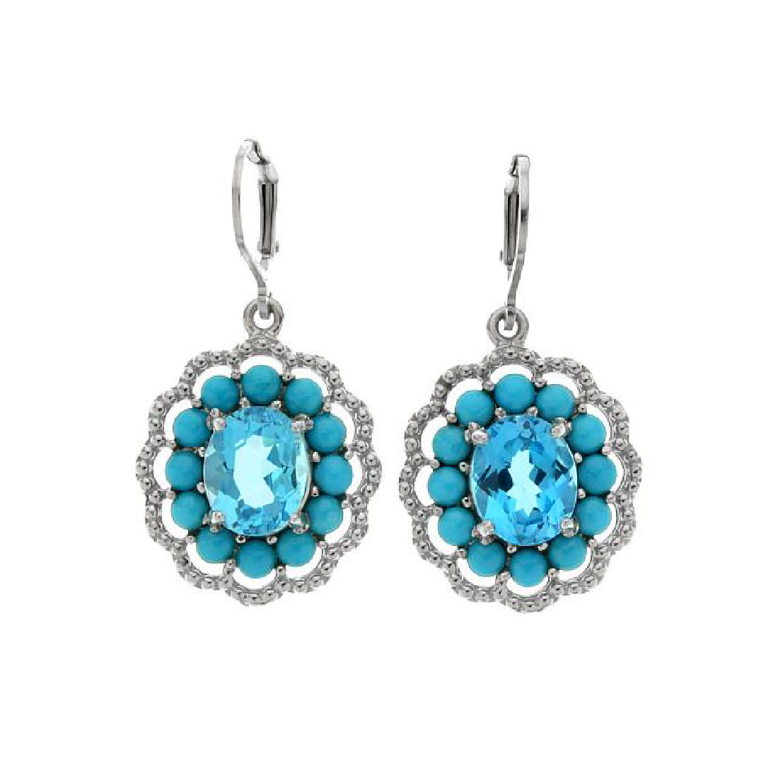 Silver 7.2cwt Blue Topaz & Turquoise Earrings (1 of 1)