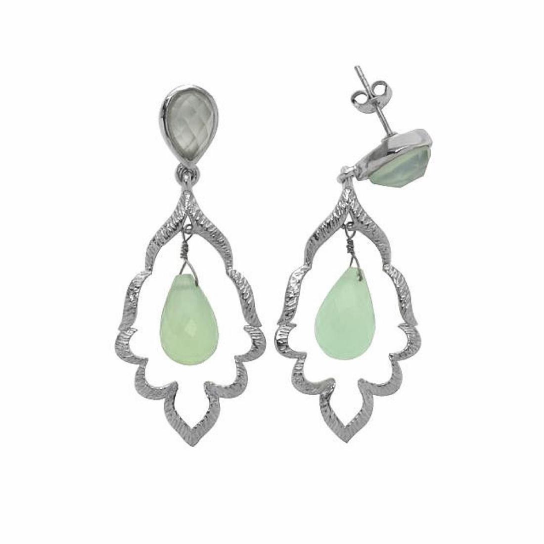 Sterling Silver Aqua Chalcedony Drop Earrings (1 of 2)