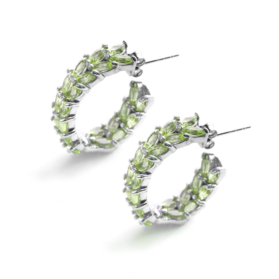 Silver 6.72ct Peridot Inside-out Hoop Earrings (1 of 1)