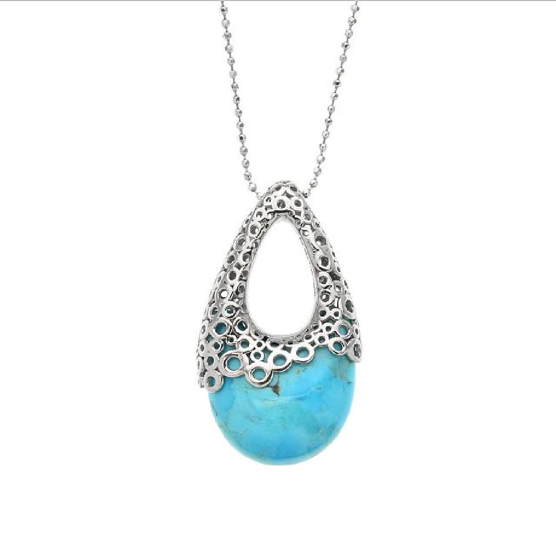 Sterling Silver Turquoise Drop Pendant (1 of 1)