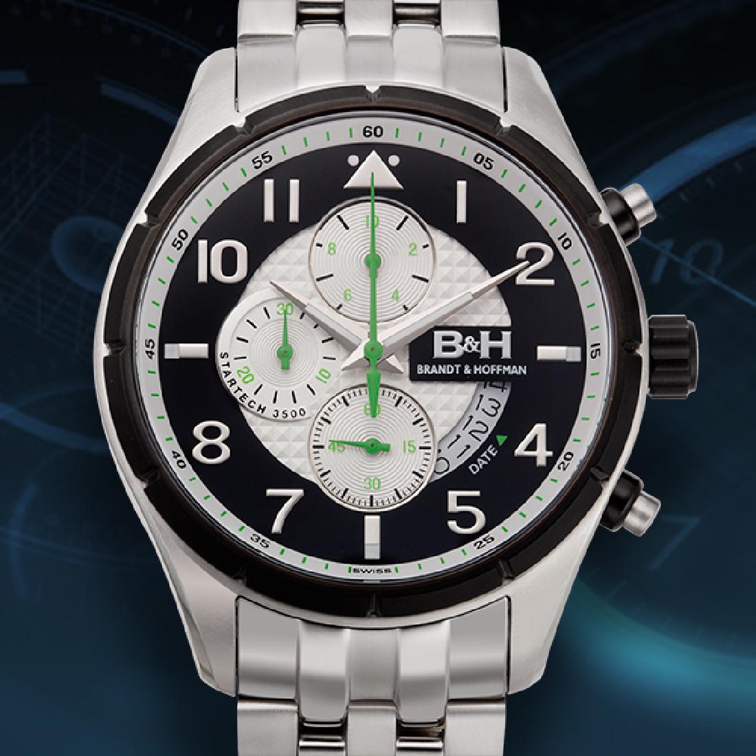 Brandt & Hoffman Swiss Chronograph Men's Watch: Movement Type:-Genuine Swiss Ronda 3540.D Movement Display Type:-Analog Water Resistant:-Water Resistant To 10ATM Case Size:-44mm x 58mm x 14mm Case Material:-Surgical Grade 316L Stainless Steel Dial