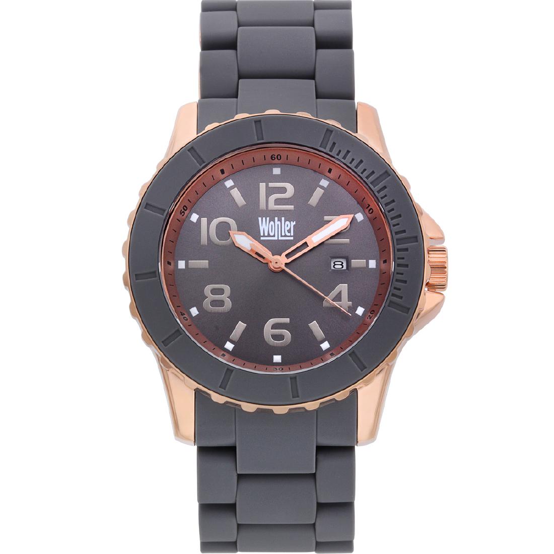 Wohler Wolfgang Mens Watch: Silicone Coated IP Metal Bracelet and Bezel, Stainless Steel Case Back, Unidirectional Bezel, Large Easy to Read Numeral Indices, Tachymeter, Stainless Steel Fold Over Push Button Clasp, Date Window a