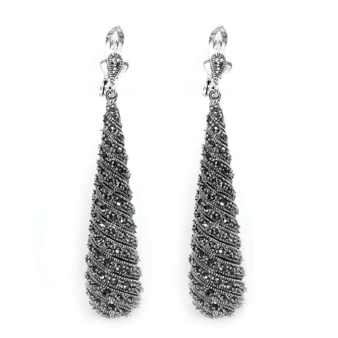 Sterling Silver Marcasite Drop Earrings (1 of 1)