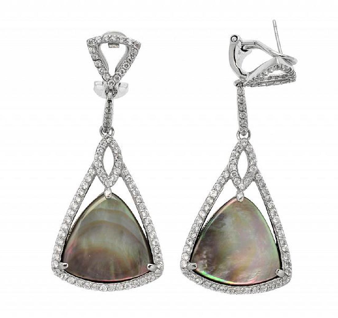 Sterling Silver Grey MOP & Zircon Doublet Earrings (1 of 1)