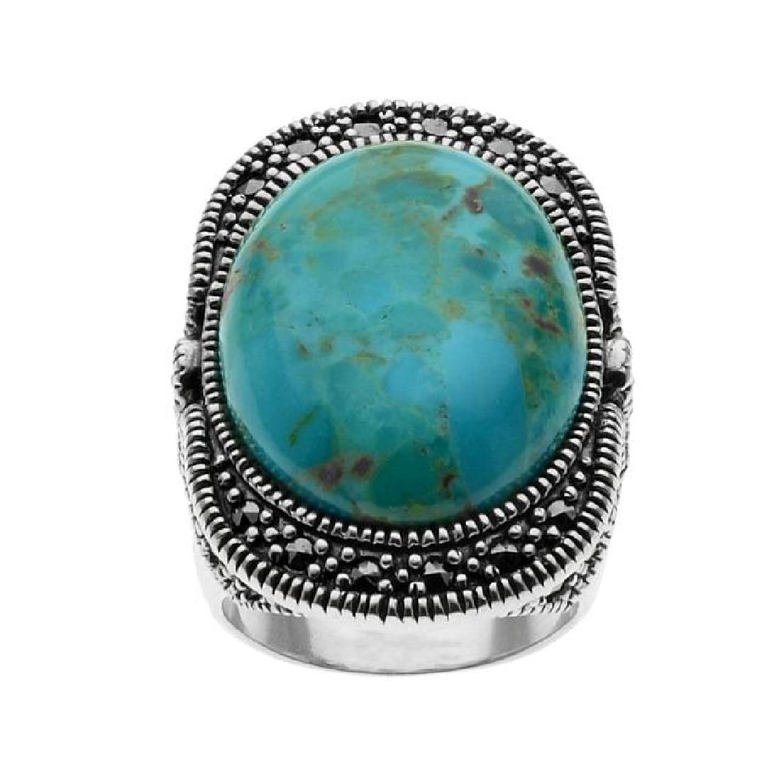 Sterling Silver Turquoise & Marcasite Ring-SZ 7 (1 of 2)