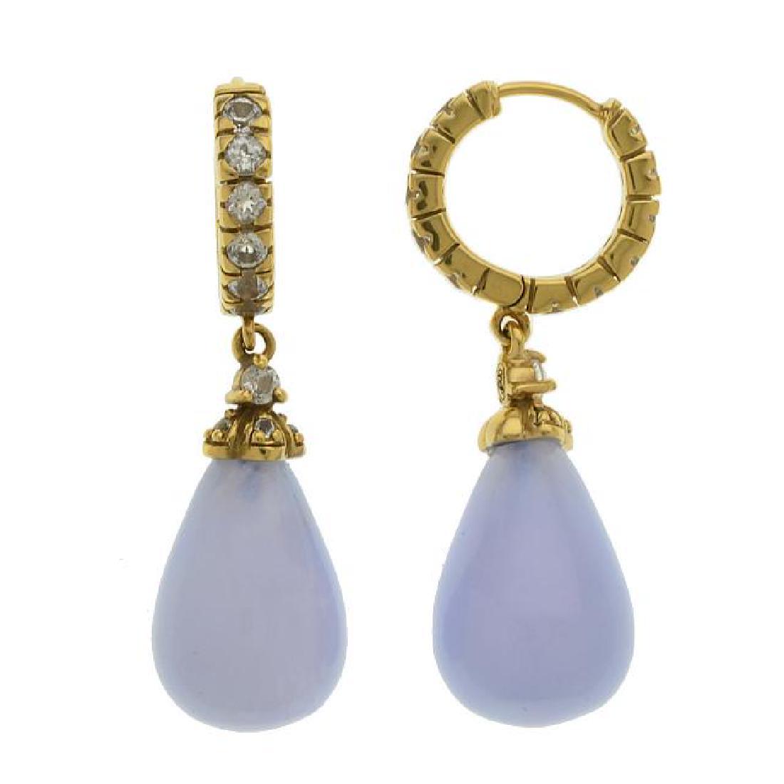 14K Gold Vermeil Blue Agate & Topaz Drop Earrings (1 of 1)