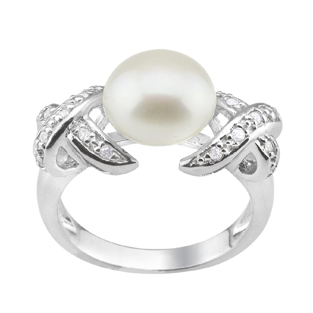 Sterling Silver Freshwater Pearl & CZ Ring- SZ 7 (1 of 3)