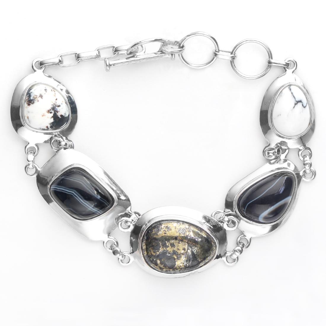 Sterling Silver Multi Gemstone Toggle Bracelet (1 of 2)